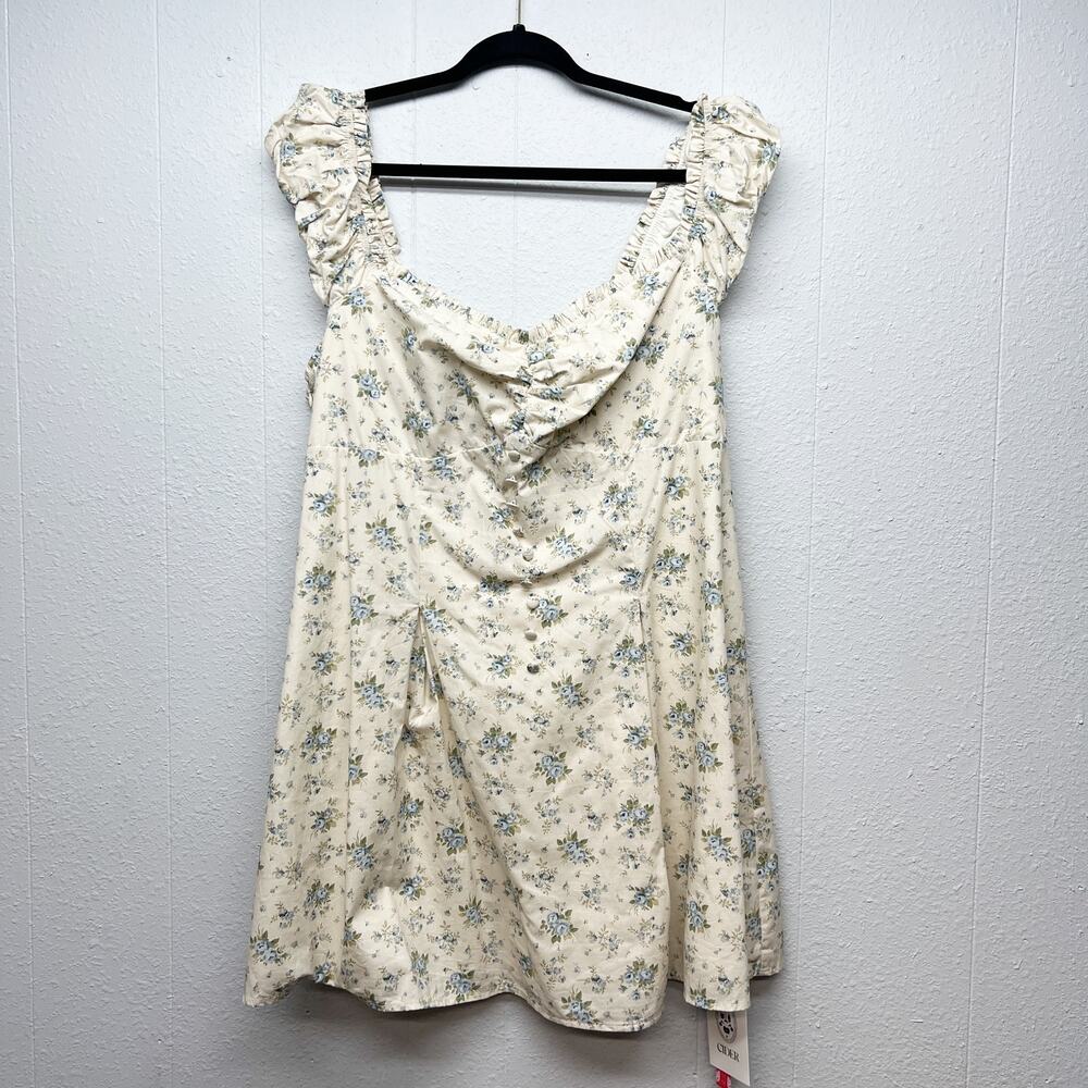 Cider Babydoll Milkmaid Dress Womens 1X Cotton Smocked Cottagecore Fairy Boho